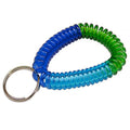 Lucky Line 2” Spiral Wrist Coil with Steel Key Ring, Multi-Color Flexible Wrist, Band Key Chain Bracelet, Stretches to 12”, Blue, Dark Blue,Green 1 PK (4103341) - color: Blue Green, size: 1 Pack