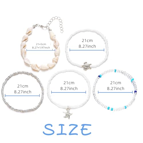 Waeceip Beach Ankle Bracelets For Women Summer Boho Anklets For Women Seashell Beaded Anklets Summer Jewelry Beach Vacation Accessories - color: starfish Boho 5