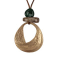 Boho Necklace for Women, Long Chunky Leather Hammered Pendant Adjustable Handmade Jewelry