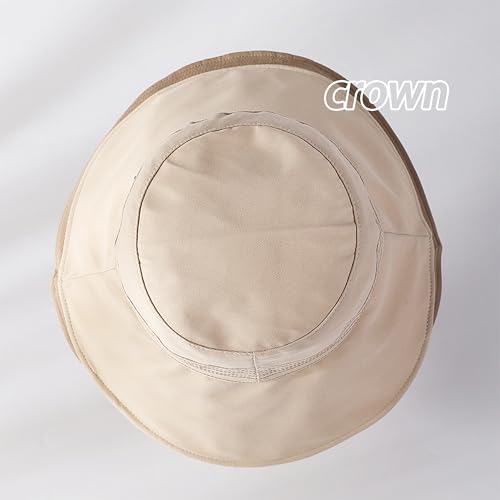 Women Sun Hats Wide Brim Summer Beach Fishing Hats Foldable UV Protection Cap - color: Beige