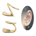 Tiny Double Hoop Earring S925 Sterling Silver Small Hammer Texture Hoop Hypoallergenic Twist Spiral Earrings for Women - Sliver & Gold - color: Gold