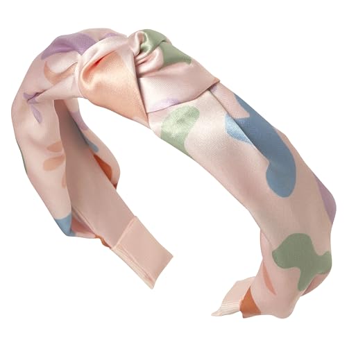 Goody X Sophia Yeshi Ouchless Hold Knotted Headband, Satin-Wrapped Headbands for Women & Men, Gentle Hold, Wide Headband with Beautiful Bold Print