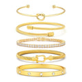 18 K Gold Plated Love Bangle Bracelet Stack Cuff Jewelry for Women Jewelry Set for Women Gift with Box - style: style4