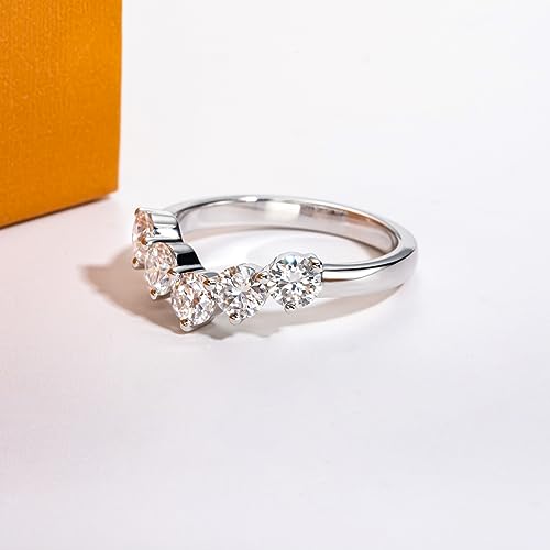 Moissanite Eternity Rings Wedding Bands D Color VVS1 Clarity Round Brilliant Cut 925 Sterling Silver 5/6 Stones Anniversary Band Rings for Women with Certificate - color: Round Cut 1.5CTTW