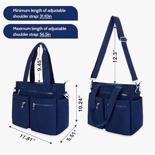 Tote Bag for Women Canvas Handbags for Woman Crossbody Bags with Multiple Pockets - color: Dark Blue
