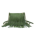 Solene Fringe Crossbody Shoulder Bag with Strap, Tassel Messenger bag, Country Style Western Fringe Purse for Women - color: Olive