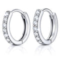 925 Sterling Silver Huggie Hoop Earrings for Women Men, Hypoallergenic Small Sleeper Hoop Earrings for Sensitive Ears, Lightweight Tiny Cartilage Helix Tragus Hoops 6mm 8mm 10mm - size: silver white Cubic Zirconia 8mm