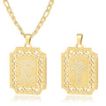 LETFLY Initial Necklaces for Women Men, 18K Gold Plated Letter Cross Pendant Necklace Alphabets A-Z Figaro Chain Jewelry Gifts - color: Square, style: Letter E