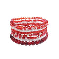 Boho Stackable Rice Beaded Bracelet Set for Women 8-10Pcs Colorful Handmade Multilayered Crystal Beads Bracelets Summer Beach Bohemian Jewelry Gift - color: B Red