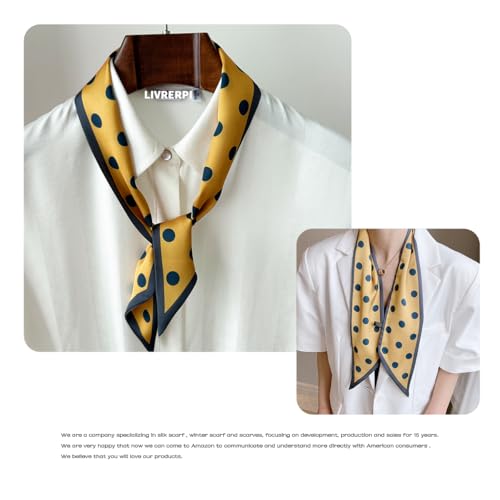 Hair Head Neck Bag Long Scarf Versatile Wrap for Women Soft & Lightweight for Everyday Chic - color: 5 Yellow Polka Dot 3.7 X 38 Inch
