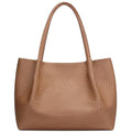 KKXIU Tote Bag for Women Vegan Leather Shoulder Purse Large Capacity Travel Bag - color: Brown02