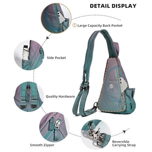 KL928 Canvas Sling Bag - Small Crossbody Backpack Shoulder Casual Daypack Rucksack for Men Women - color: Medium-violet+grayishblue