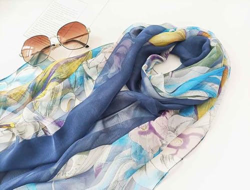 Xyueanlo Fashion Scarves for Women Lightweight Elegant Scarf Sunscreen Wraps Shawls - color: Navy Blue