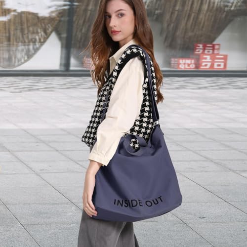 Canvas Tote Bag For Women inside out bag Crossbody Handbag with Adjustable Strap and Coin Purse for Work,Travel,Grocery - color: Dark Grey
