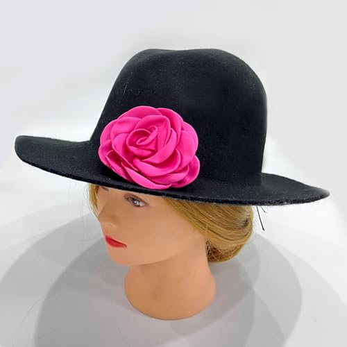 Sanrich Women's Brooches 4pcs Rose Flower Hair Clip Mexican Hair Flowers Clips Hairpin Brooch Tea Party Hats Headpieces (hot pink) - color: hot pink