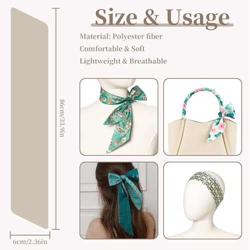 QIUTIMIY 4 Pack Purse Scarf Handbags Skinny Twill Hair Scarves Narrow Neck Scarf Band Women Fashion Accessories Bag Charms - color: Style 12