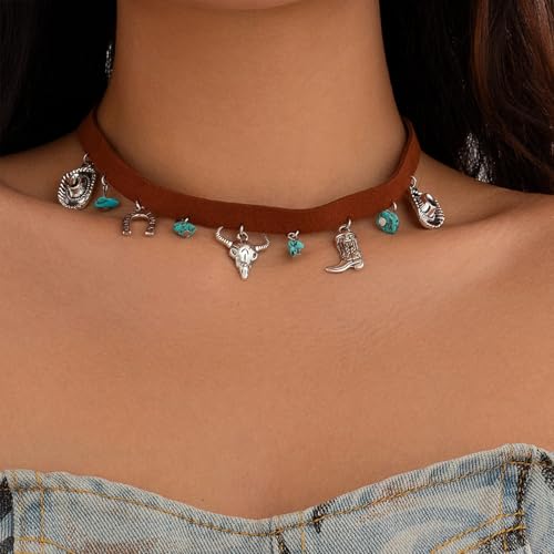 Layered Boho Necklaces for Women Gold Coin Pendant Necklaces Stackable Turquoise Choker Necklace for Women Western Jewelry - style: Style 12