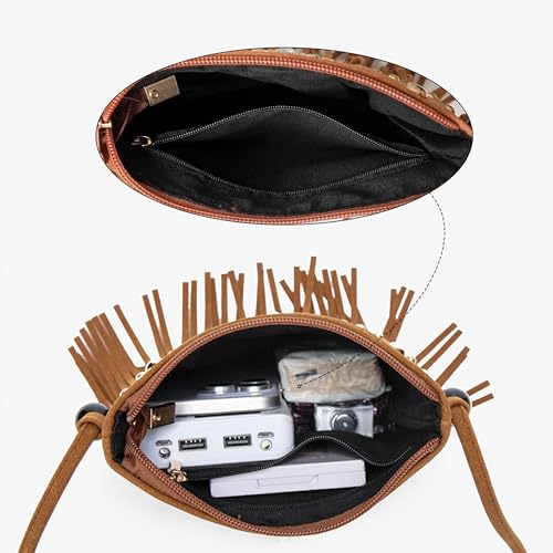 Hoce Women’s Leather Fringe Messenger Bag Large Hobo Crossbody Tassel Shoulder Bags, Gift for Mom Wife Girlfriend - color: C1-brown