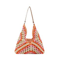 Straw Hobo Bag for Women 2026 Boho Woven Beach Purse Large Summer Straw Tote with Lining Black Raffia Shoulder Bag | straw material - color: Orange