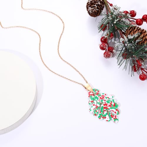 ARATLENCH Acrylic Pendant necklace Earrings – Long Statement Leaf Charm Necklace Tortoise Resin Palm Leaf Earrings Fashion Necklaces Earrings for Women - color: red green white leaf necklace