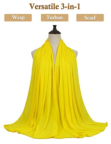 Nonbongoy Head Wraps for Black Women Stretch Headwraps Large Hair Wraps Hijab Scarves for Muslim Head Scarf Turban Headbands - color: 1-yellow Headwrap