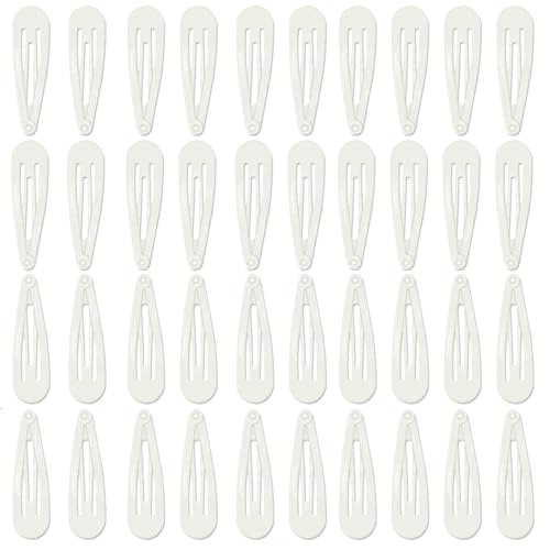 40pcs 2 inch colorful Hair Clips Hair Barrettes Metal Snap Hair Clips Accessories For Women(white) - color: White