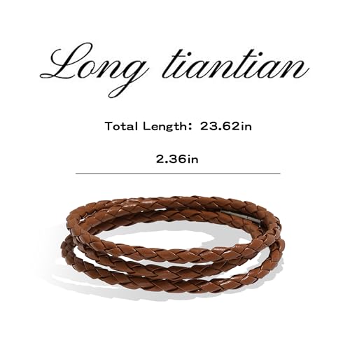 Long tiantian Boho Bracelets for Women Western Jewelry for Women Leather Wrap Bracelets Stackable Bangle Western Outfit for Women - color: men’s bracelets(brown)