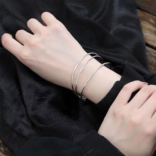 Sterling Silver Bangle Bracelets for Women,Fashion Jewelry Simple Adjustable 925 Silver Cuff Bangles for Women Mom Wife Valentine Mothers Day Gift - color: style-7