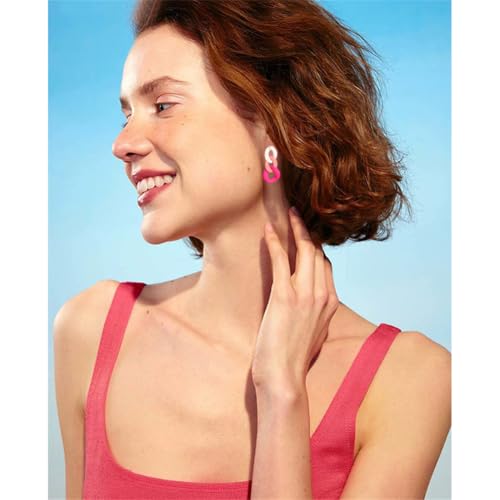 Charm Elegant Hollow Color Chain Acrylic Geometric Temperament Dangle Drop Earrings Bohemian Minimalist Hypoallergenic Jewelry Gift - color: White Pink Pink