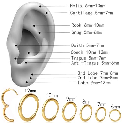 1 Pair 6mm Small Hoop Earrings for Women, Dainty 14K Gold Plated Huggie Hoop Earrings Hypoallergenic Lightweight Cartilage Earrings Set for Multiple Piercings for Sensitive (Gold/1.6mm) - color: Gold, size: 6mm (Thickness: 1.6MM)