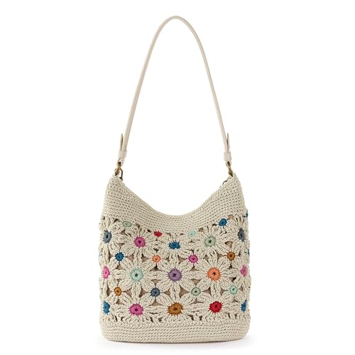 The Sak Sequoia Hobo Bag - Hand Crochet Large Women's Purse for Everyday & Travel - Durable Handbag & Tote With Zipper Pocket - color: Natural Multi Flower