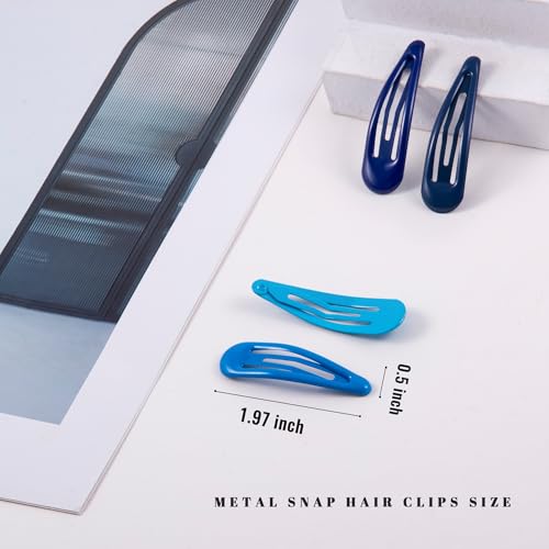 20 PCS Metal Snap Hair Clips Water Drop No Slip Barrettes for Women Bright Small Hair Clips For Thick And Thin Fine Hair,Multiple Blue,1.97 x 0.5 In. - color: Multiple Blue