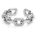 Chain-Shaped Opening Women's Ring with Micro-Pave Cubic Zirconia - color: Silver Color