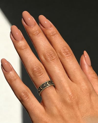 Vintage Bronze Sun and Moon Open Ring with Carving Design for Women Unique Boho Adjustable Ring for Gift - color: Bronze