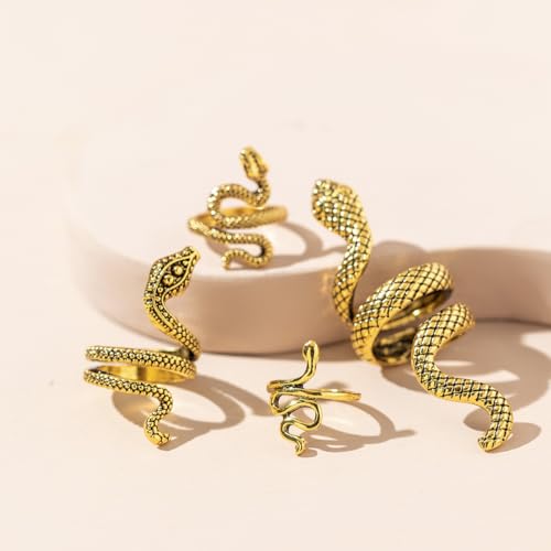 Snake Rings for Women Snake Ring Set Black Snakes Jewelry for Women Goth Gothic Rings Vintage Punk Knuckle Finger Thumb Ring Halloween Accessories - style: Style 2 - 2