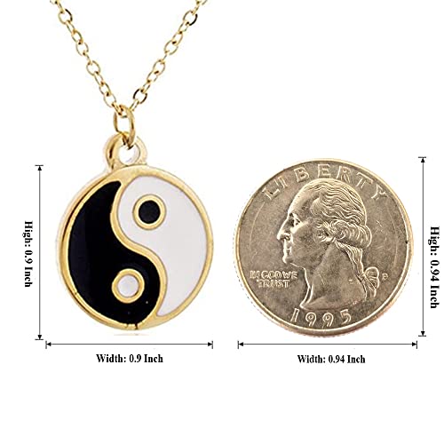 Gold Silver Yin Yang Pendant Necklace for Couples - color: Gold
