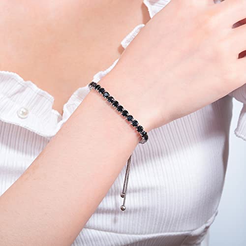 CiNily Adjustable Tennis Bracelets for Women Teen Girls Rainbow Cubic Zirconia Bracelet 14K White Gold Plated Hypoallergenic Slider Bracelet Jewelry Gift - color: Adjustable-Black