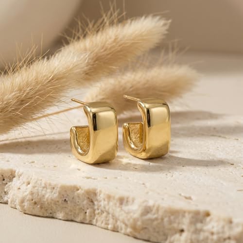 4 Pair Small Gold Hoop Earrings for Women Sensitive Ears - Hypoallergenic 14k Real Gold Plated Hoops Zirconia Cartilage Huggie Earrings Set Helix Piercing Earring Gold Jewelry for Women Gift - color: 1938 Hoop Gold