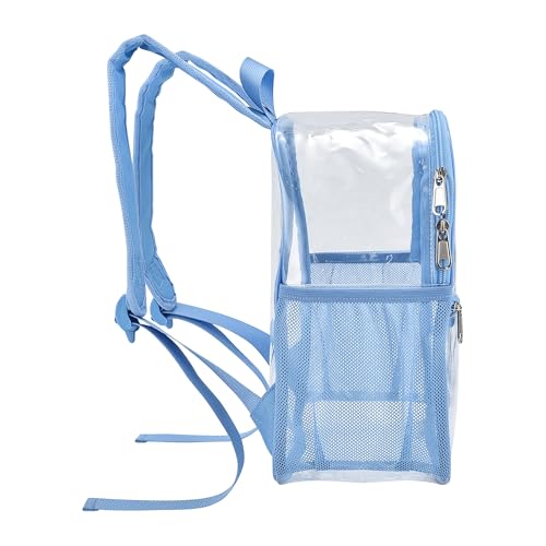 Oraben Clear Backpack, Stadium Approved 12 x 6 x 11, Small Clear Backpack for Concerts & Stadium Events, Fast Security Check, Waterproof PVC, Adjustable Straps, Women Men - color: Sky Blue, style: Enhanced Strap