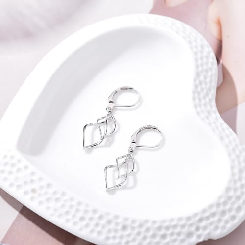 Leverback Earrings Dangle Earrings for Women Dangly Earrings Anniversary Birthday Gifts for Women - style: Double Linear-Silver