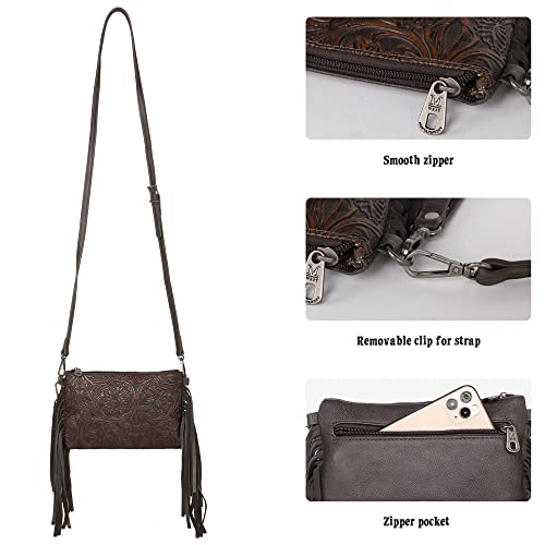 Montana West Western Purse for Women Crossbody Bag Wristlet Clutch Purse - color: A3 Coffee
