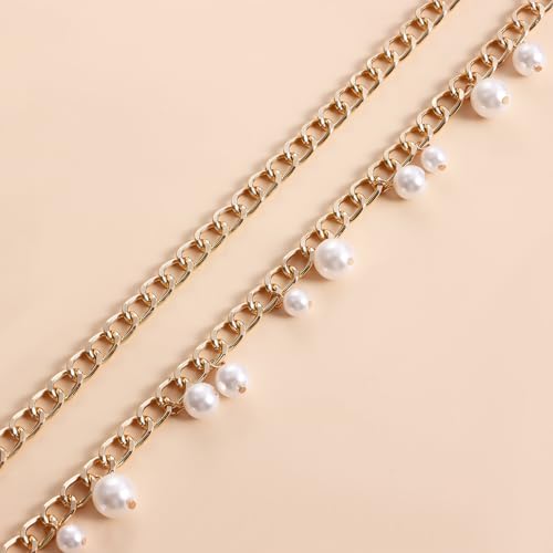 Bohemian Fake Pearl Bikini Body Chain for Women Adjustable Waterproof Belly Waist Jewelry Layered Cubic Zirconia Swimsuits Beach Chains Summer Festival Mermaid Party Accessories - style: style-H