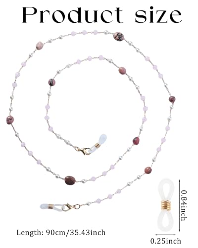 Bohemia Glasses Chain for Women - Boho Sunglasses Holders Around Neck Eyeglasses Charms for Eyewear Retainer Strap - color: Pink