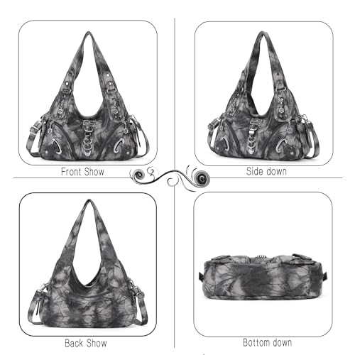 Angelkiss Hobo Purses and handbags for Women Satchel Handbag Women Purses Large Daily Shoulder Bags | Purses - color: Black/Grey-g