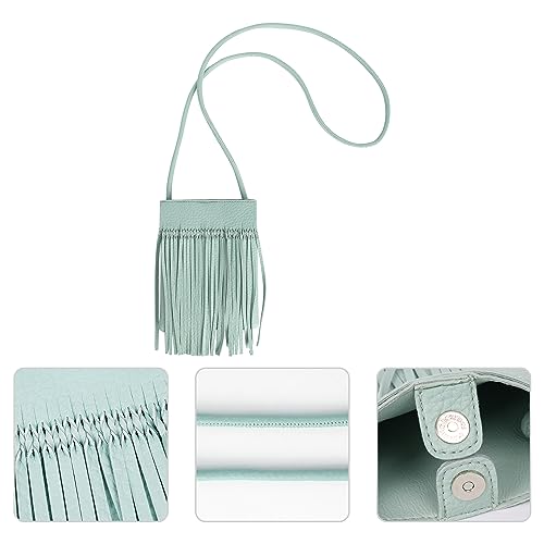 Women Leather Fringe Messenger Bag Mini Hobo Crossbody Tassel Shoulder Bags - color: Blue