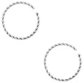 Forbidden Body Jewelry Nose Rings Set Surgical Steel Braided Hoops for Pierced and Fake Nose and Cartilage Piercings 14G-20G - style: 20g 10mm Silver Tone (2pcs)
