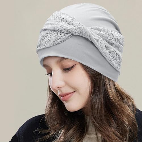 Women Knot Slouchy Beanie Chemo Hat Twist Stretch Cancer Head Wraps Sleep Head Scarf - color: Light Grey