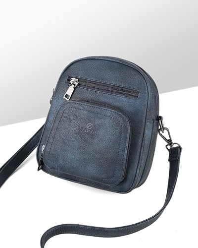 FADEON Small Purses for Women Crossbody Bags, Designer PU Leather Mini Cross Body Purse Travel Shoulder Bag Card Slots - color: Blue