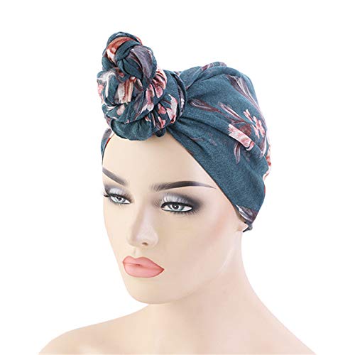 Qianmome Womens Big Flower Turban Beanie Elegant Cap Head Wrap Stretch Long Hair Scarf Headscarf - color: 4pieces-25-style 2
