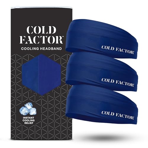 COLD FACTOR Cooling Headband for Women and Men – UPF 50+ Advanced Evaporative Comfort, Instant Cooling Sweatband for Outdoor Sports, Fitness, Yoga, Hiking, Running, and Workout - color: Navy Blue